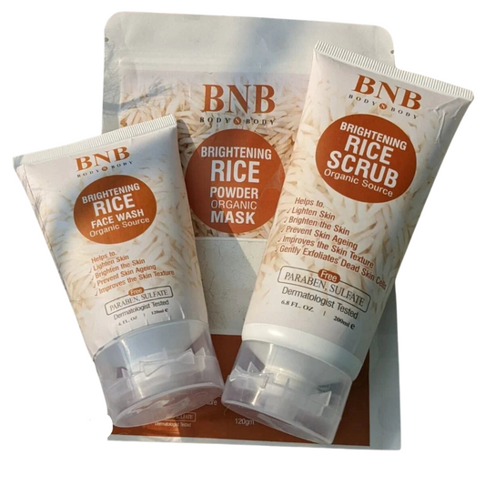 BNB Whitening Rice Glow Kit  Organic Rice Face Wash, Scrub & Mask