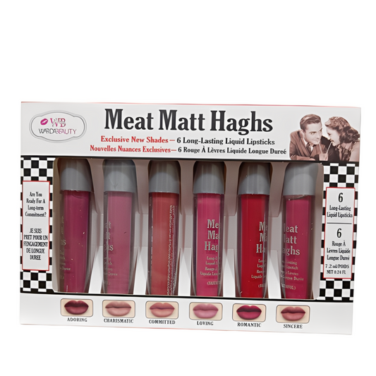 Warda Beauty Meat Matt Haghs - 6 Color Liquid Lipstick Set | Matte & High-Shine Lip Gloss
