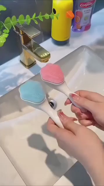 1 PCs Silicone Face Scrubber Exfoliating Brush, Manual Handheld Massager , Facial Cleansing and Blackhead Scrubber, Soft Bristles for Face Skincare ( Random Color )